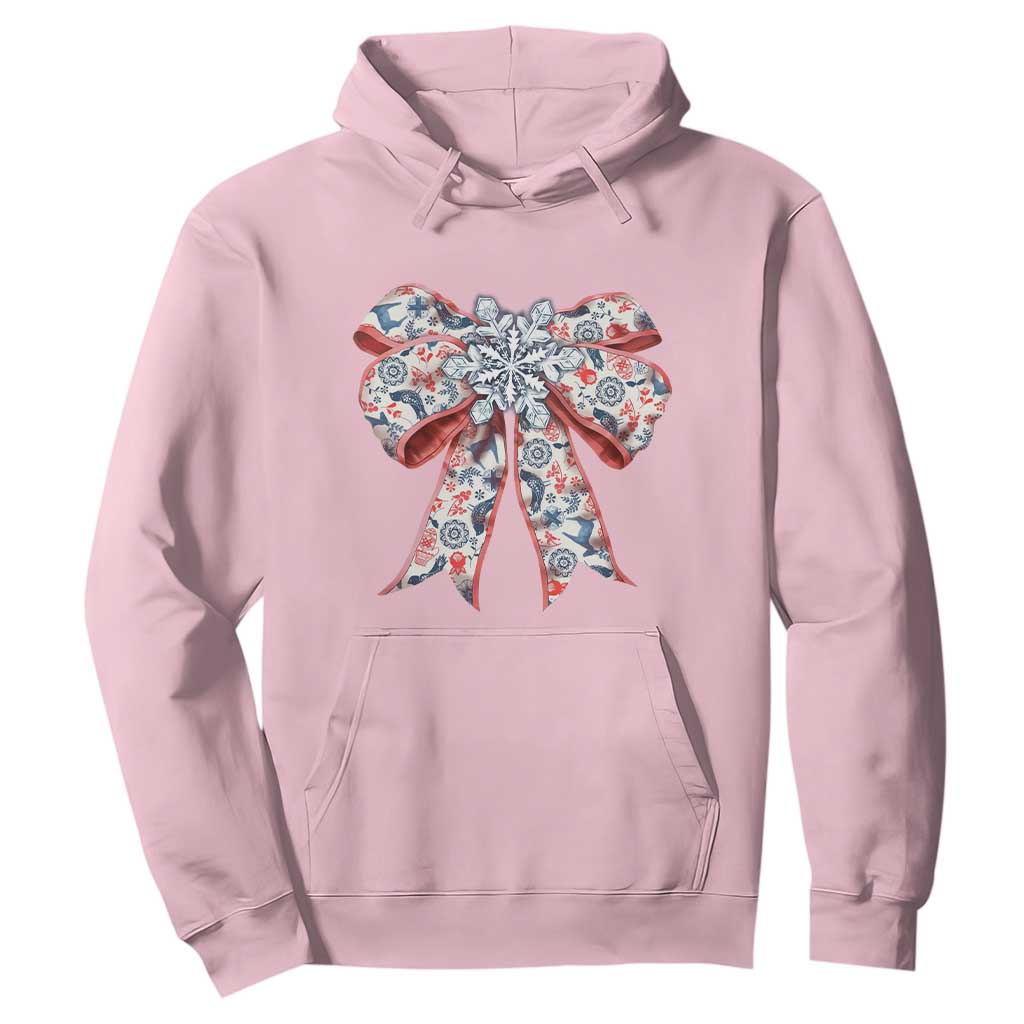 Funny Toile Folk Art Scandinavian Coquette Bow Christmas Hoodie TS11 Light Pink Print Your Wear