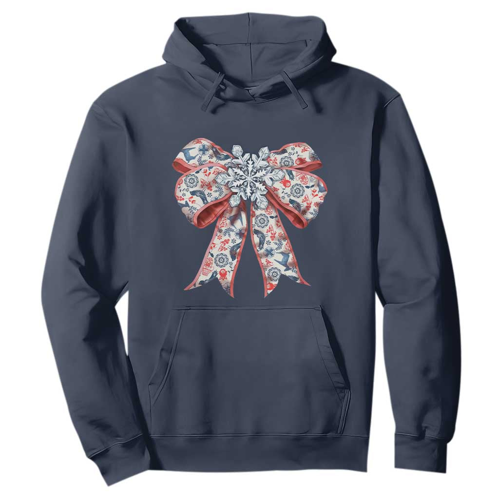 Funny Toile Folk Art Scandinavian Coquette Bow Christmas Hoodie TS11 Navy Print Your Wear