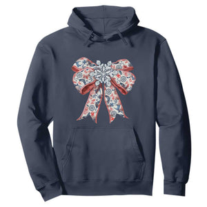 Funny Toile Folk Art Scandinavian Coquette Bow Christmas Hoodie TS11 Navy Print Your Wear