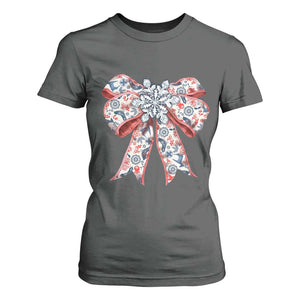 Funny Toile Folk Art Scandinavian Coquette Bow Christmas T Shirt For Women TS11 Dark Heather Print Your Wear