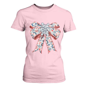 Funny Toile Folk Art Scandinavian Coquette Bow Christmas T Shirt For Women TS11 Light Pink Print Your Wear