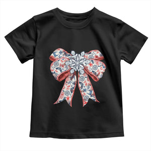 Funny Toile Folk Art Scandinavian Coquette Bow Christmas Toddler T Shirt TS11 Black Print Your Wear
