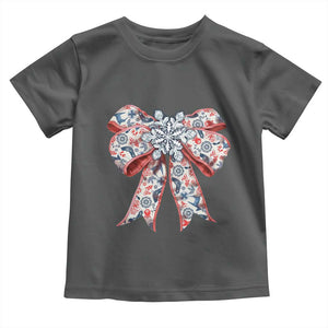 Funny Toile Folk Art Scandinavian Coquette Bow Christmas Toddler T Shirt TS11 Dark Heather Print Your Wear