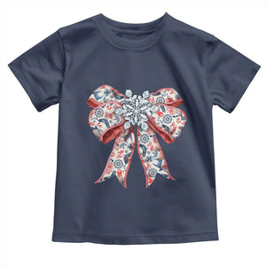 Funny Toile Folk Art Scandinavian Coquette Bow Christmas Toddler T Shirt TS11 Navy Print Your Wear