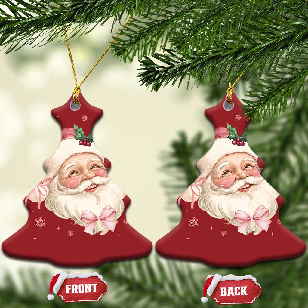 Xmas Coquette Pink Santa Bow Christmas Ornament TS11 Christmas Tree Red Print Your Wear
