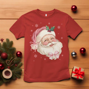 Christmas Coquette Pink Santa Bow T Shirt TS11 Red Print Your Wear