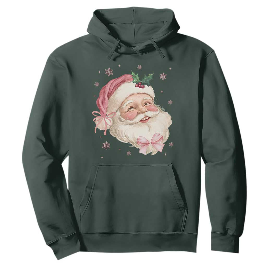 Christmas Coquette Pink Santa Bow Hoodie TS11 Dark Forest Green Print Your Wear