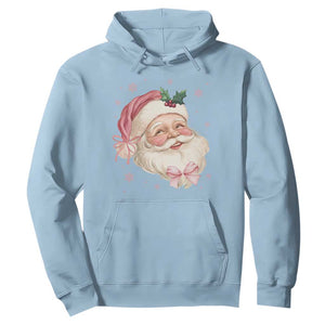 Christmas Coquette Pink Santa Bow Hoodie TS11 Light Blue Print Your Wear