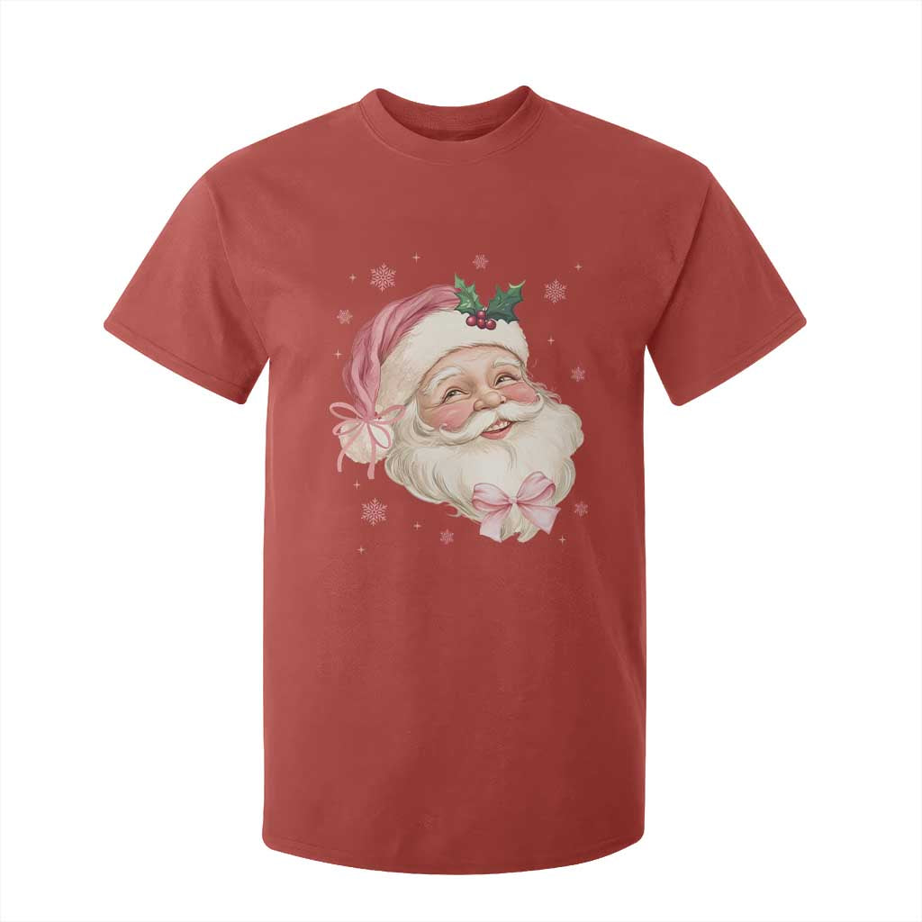 Christmas Coquette Pink Santa Bow T Shirt For Kid TS11 Red Print Your Wear