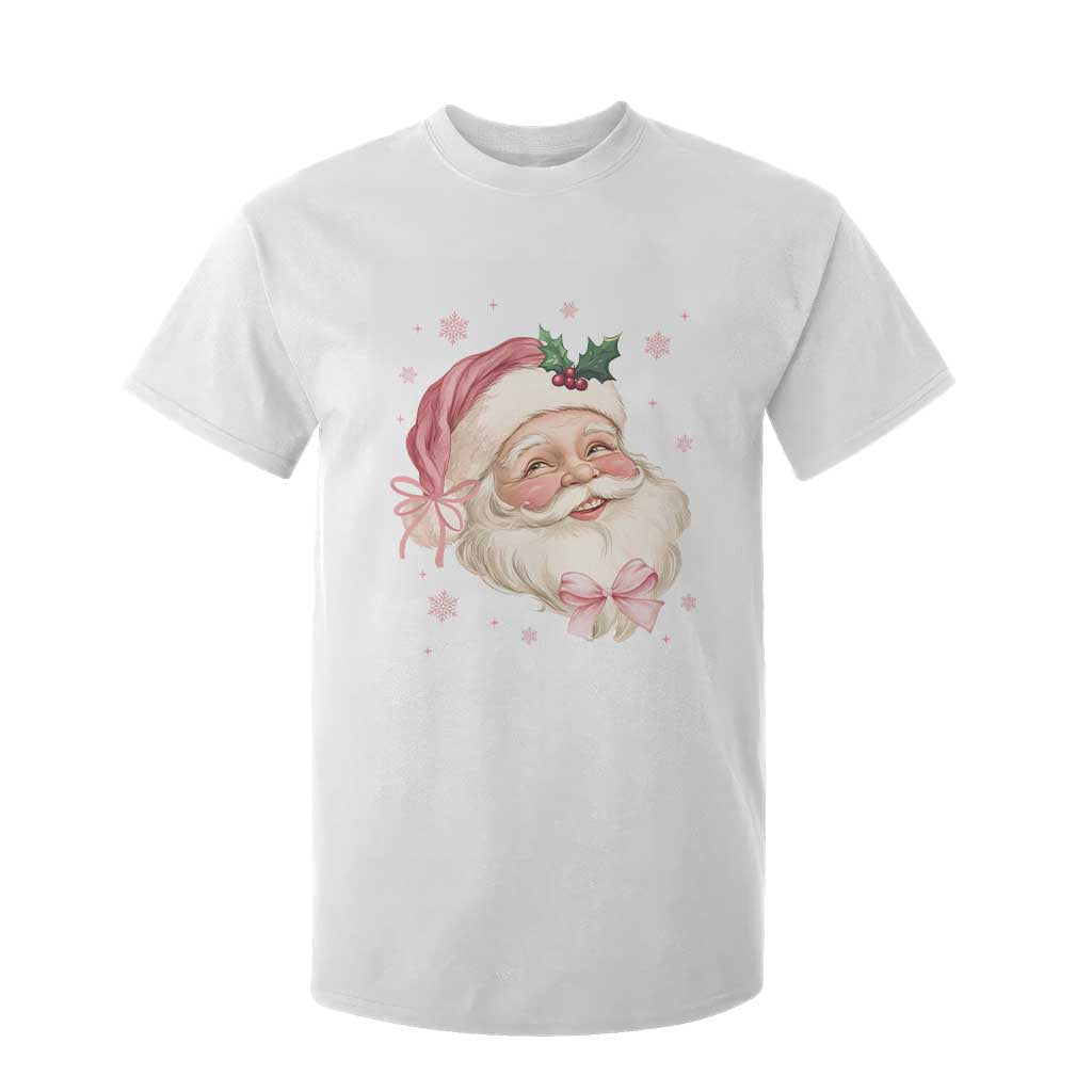 Christmas Coquette Pink Santa Bow T Shirt For Kid TS11 White Print Your Wear