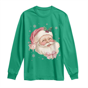 Christmas Coquette Pink Santa Bow Long Sleeve Shirt TS11 Irish Green Print Your Wear