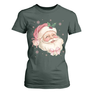 Christmas Coquette Pink Santa Bow T Shirt For Women TS11 Dark Forest Green Print Your Wear