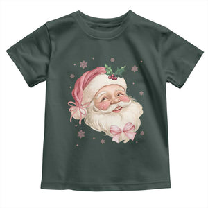 Christmas Coquette Pink Santa Bow Toddler T Shirt TS11 Dark Forest Green Print Your Wear