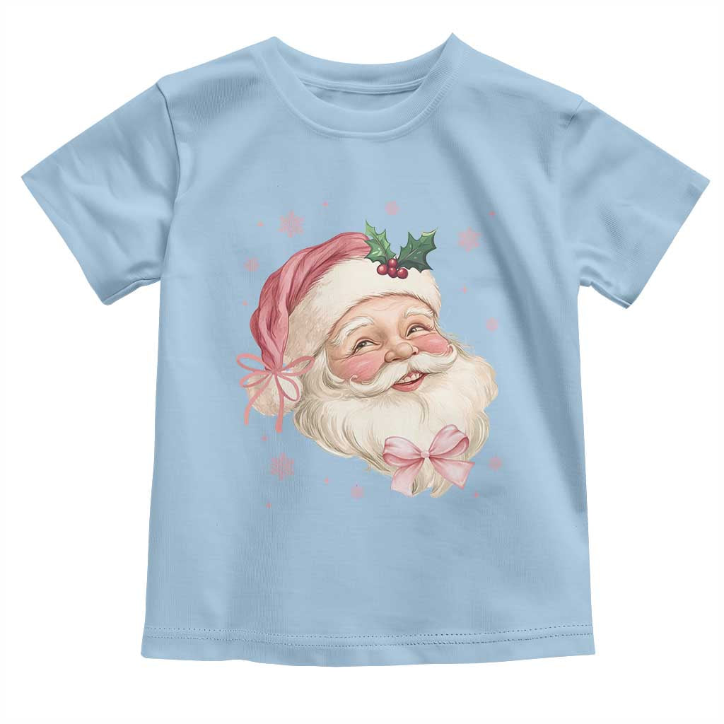 Christmas Coquette Pink Santa Bow Toddler T Shirt TS11 Light Blue Print Your Wear
