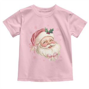 Christmas Coquette Pink Santa Bow Toddler T Shirt TS11 Light Pink Print Your Wear