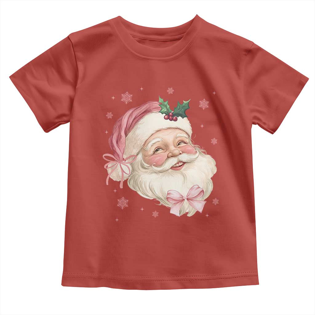 Christmas Coquette Pink Santa Bow Toddler T Shirt TS11 Red Print Your Wear