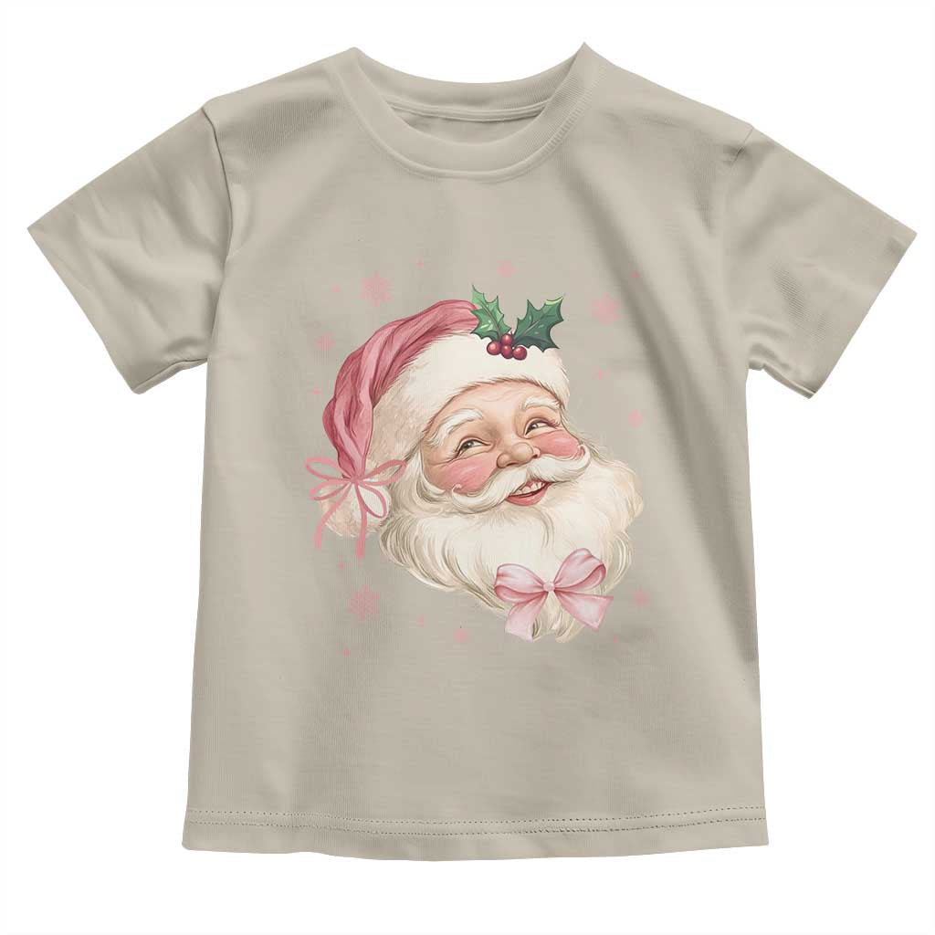 Christmas Coquette Pink Santa Bow Toddler T Shirt TS11 Sand Print Your Wear