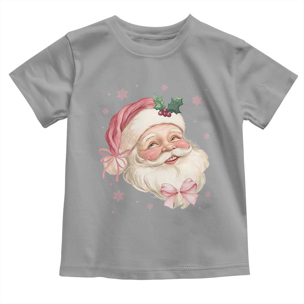 Christmas Coquette Pink Santa Bow Toddler T Shirt TS11 Sport Gray Print Your Wear