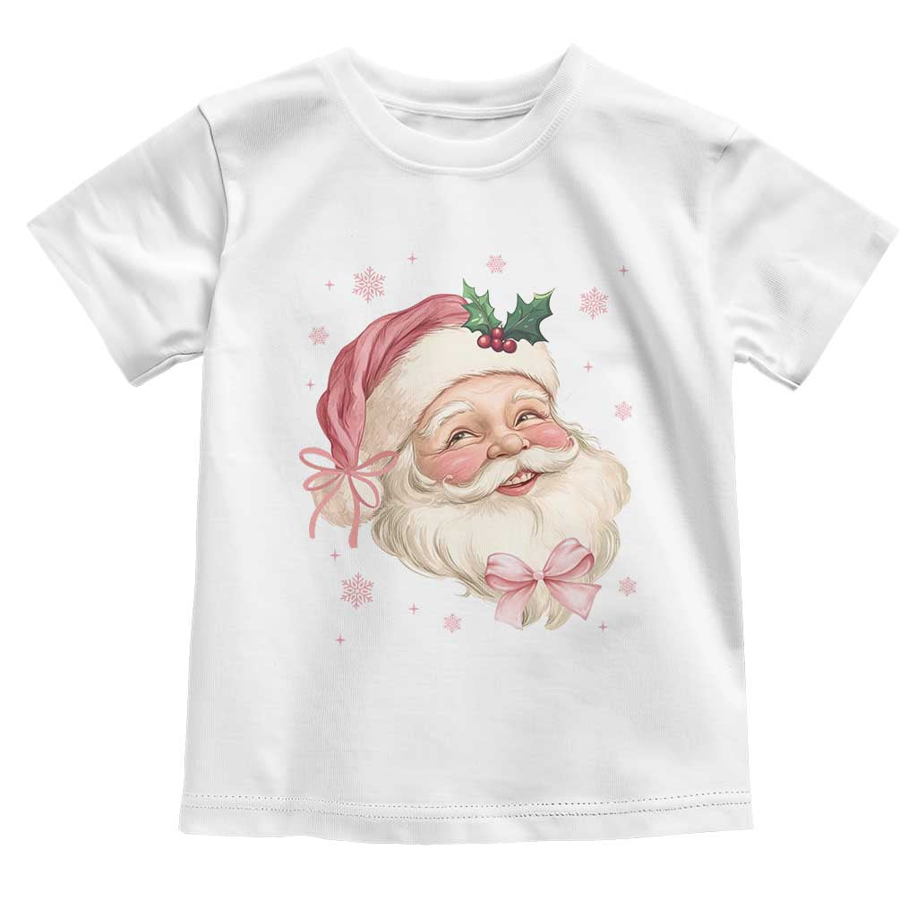 Christmas Coquette Pink Santa Bow Toddler T Shirt TS11 White Print Your Wear
