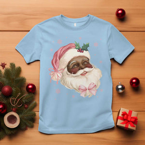 Christmas Coquette Pink Black Santa Bow T Shirt TS11 Light Blue Print Your Wear