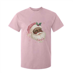 Christmas Coquette Pink Black Santa Bow T Shirt For Kid TS11 Light Pink Print Your Wear