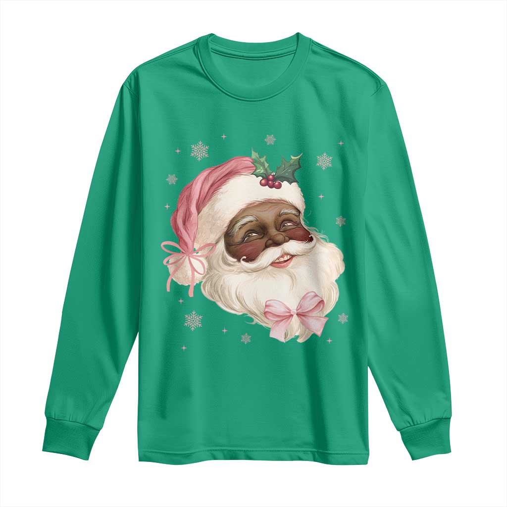 Christmas Coquette Pink Black Santa Bow Long Sleeve Shirt TS11 Irish Green Print Your Wear