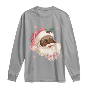 Christmas Coquette Pink Black Santa Bow Long Sleeve Shirt TS11 Sport Gray Print Your Wear