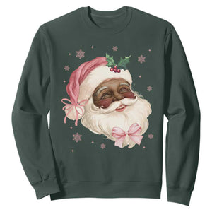 Christmas Coquette Pink Black Santa Bow Sweatshirt TS11 Dark Forest Green Print Your Wear