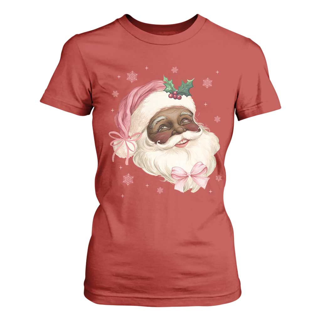 Christmas Coquette Pink Black Santa Bow T Shirt For Women TS11 Red Print Your Wear