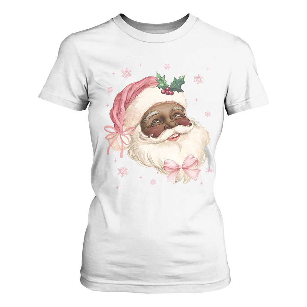 Christmas Coquette Pink Black Santa Bow T Shirt For Women TS11 White Print Your Wear