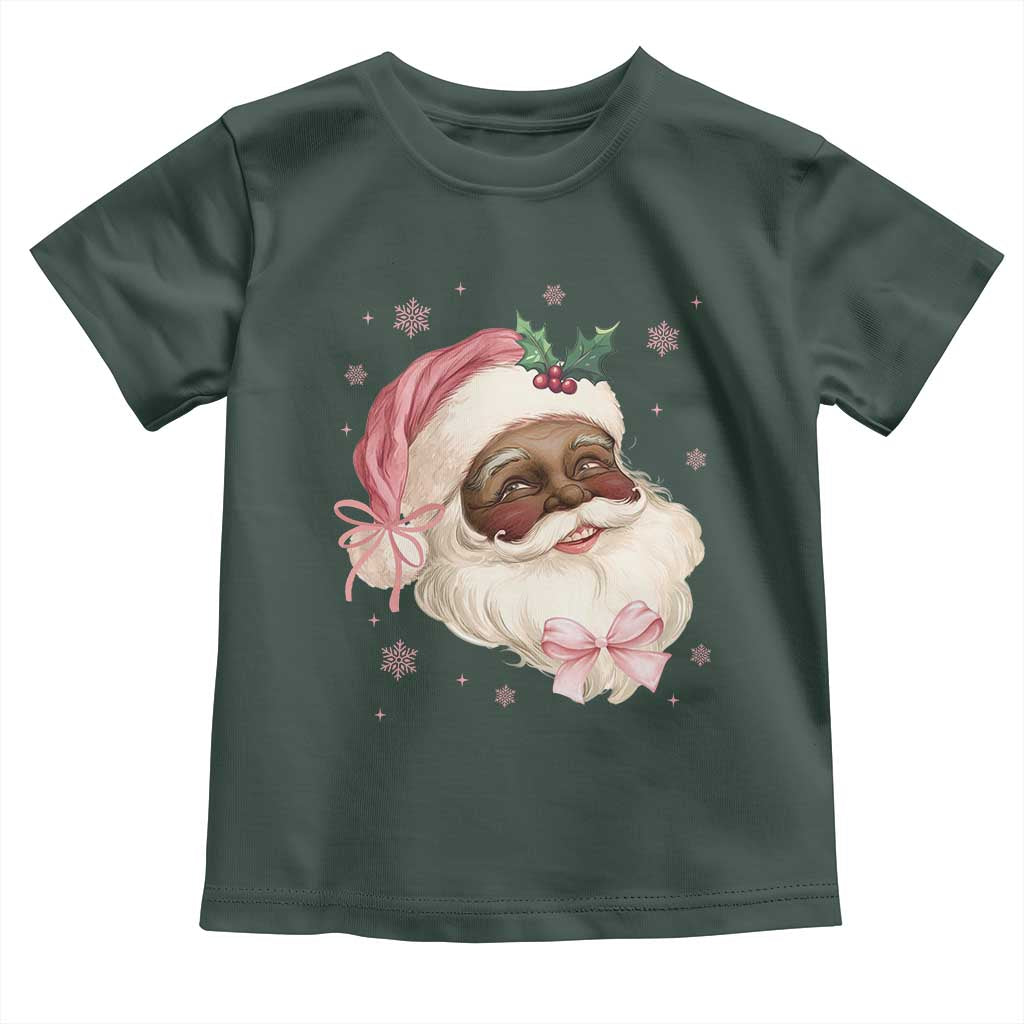Christmas Coquette Pink Black Santa Bow Toddler T Shirt TS11 Dark Forest Green Print Your Wear