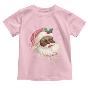 Christmas Coquette Pink Black Santa Bow Toddler T Shirt TS11 Light Pink Print Your Wear
