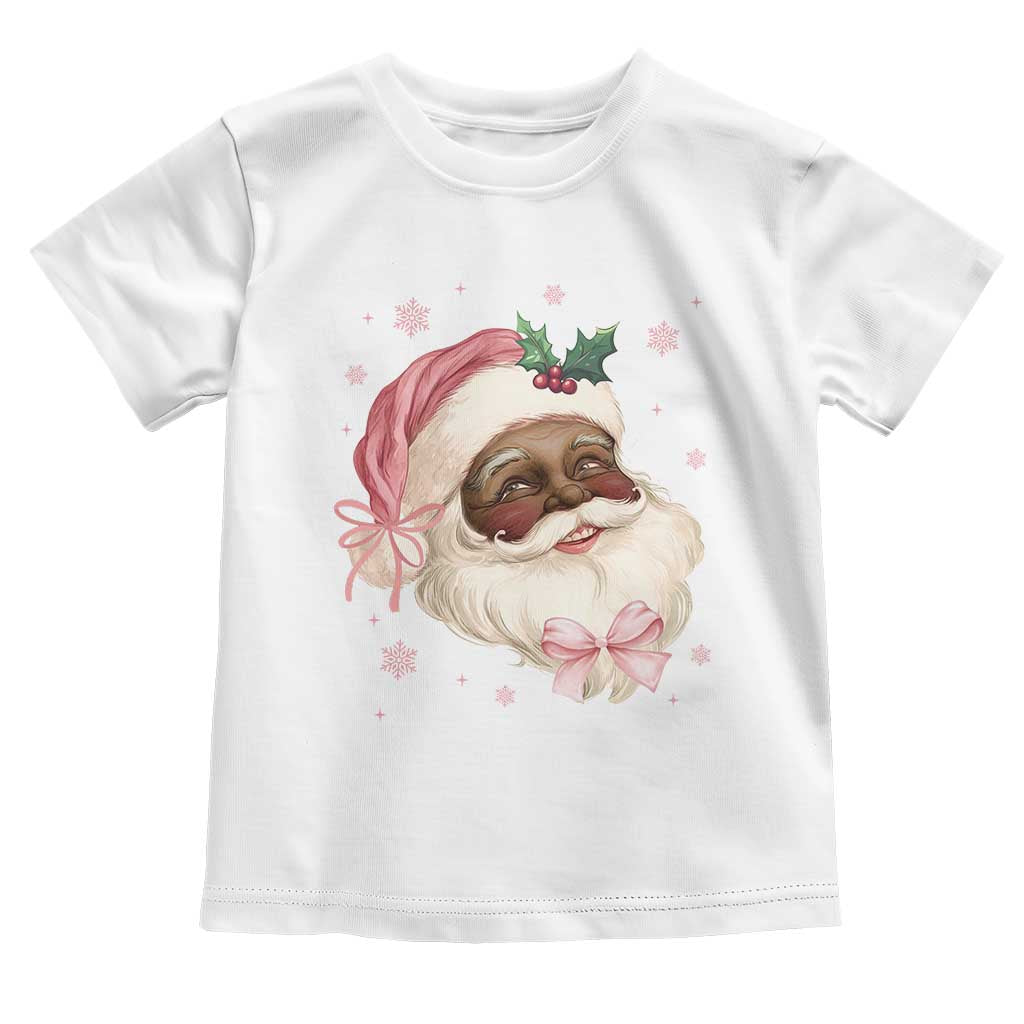 Christmas Coquette Pink Black Santa Bow Toddler T Shirt TS11 White Print Your Wear