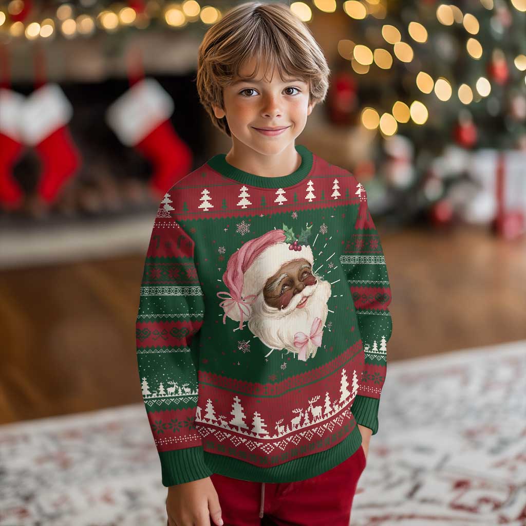 Christmas Coquette Pink Black Santa Bow Ugly Christmas Sweater TS11 Christmas Print Your Wear