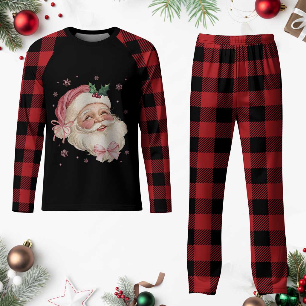 Xmas Coquette Pink Santa Bow Plaid Pajama Set TS11 Buffalo Plaid Print Your Wear