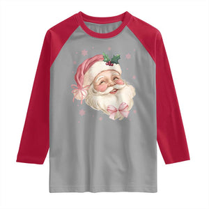 Christmas Coquette Pink Santa Bow Raglan Shirt TS11 Sport Gray Red Print Your Wear
