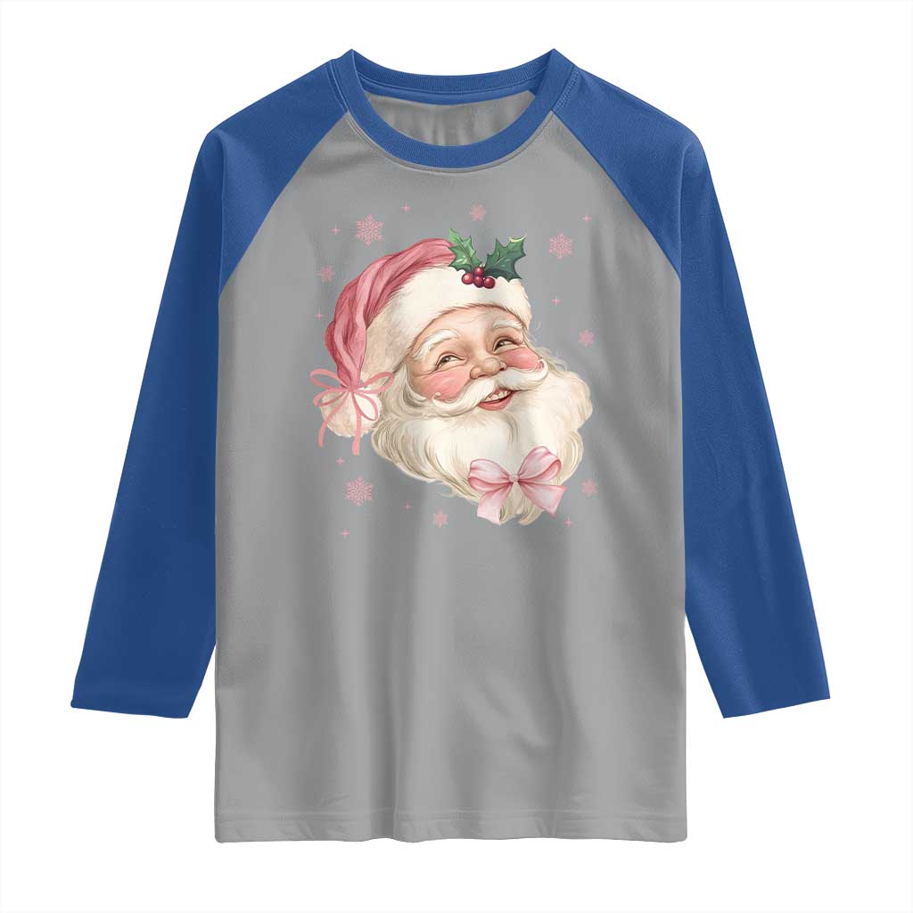 Christmas Coquette Pink Santa Bow Raglan Shirt TS11 Sport Gray Royal Print Your Wear