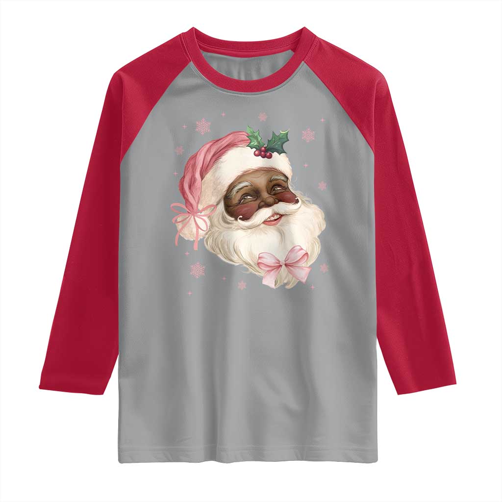 Christmas Coquette Pink Black Santa Bow Raglan Shirt TS11 Sport Gray Red Print Your Wear