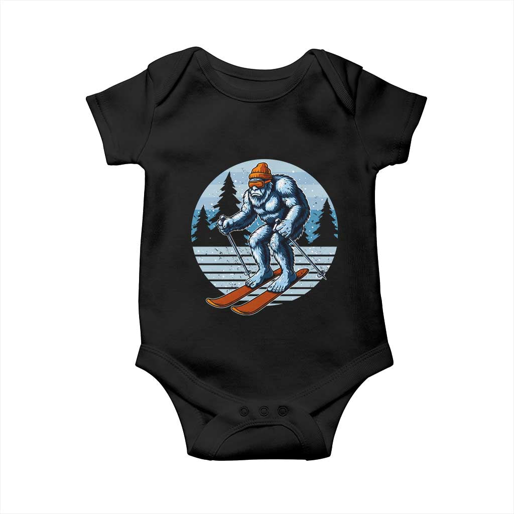 Funny Skiing Bigfoot Ski Winter Sport Yeti Snowboarder Skier Baby Onesie TS11 Black Print Your Wear