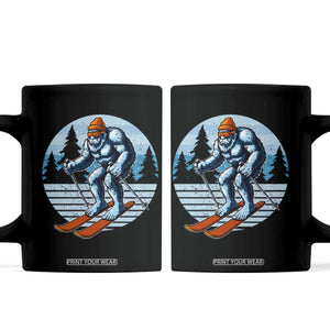 Funny Skiing Bigfoot Ski Winter Sport Yeti Snowboarder Skier Coffee Mug TS11 Black Print Your Wear