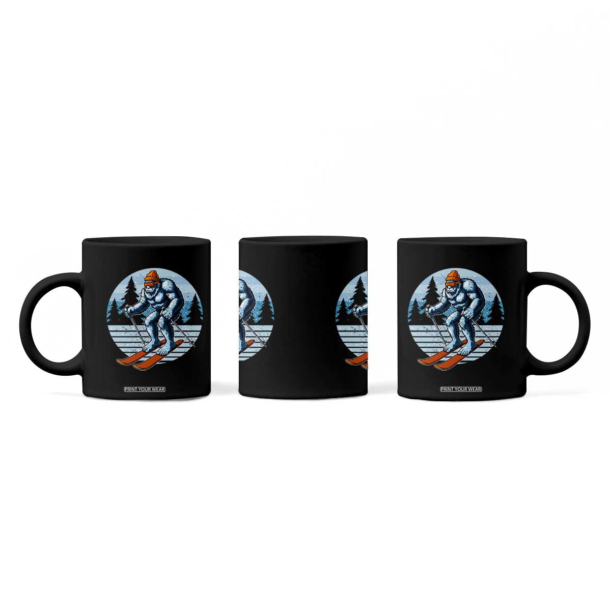 Funny Skiing Bigfoot Ski Winter Sport Yeti Snowboarder Skier Coffee Mug TS11 Print Your Wear