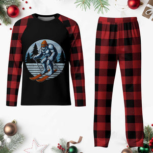 Funny Skiing Bigfoot Ski Winter Sport Yeti Snowboarder Skier Plaid Pajama Set TS11 Buffalo Plaid Print Your Wear