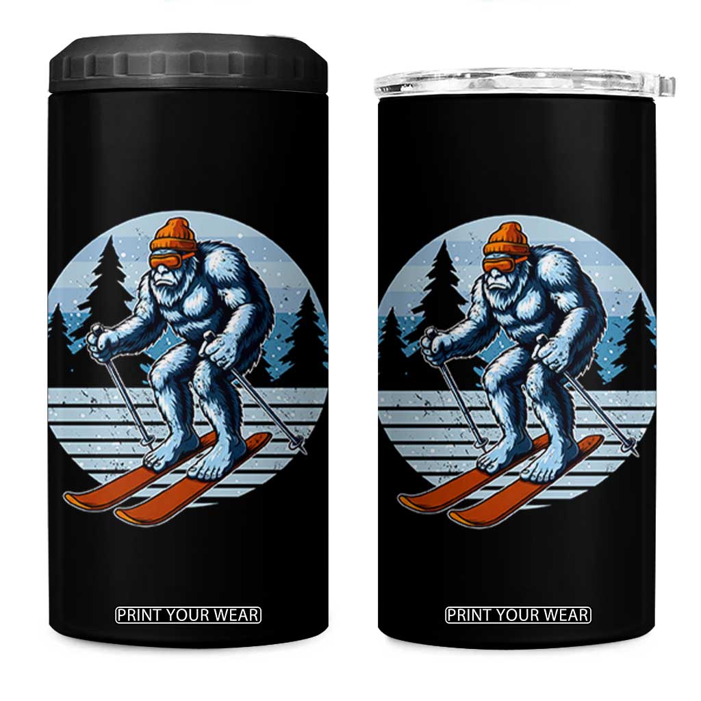 Funny Skiing Bigfoot Ski Winter Sport Yeti Snowboarder Skier 4 in 1 Can Cooler Tumbler TS11 One Size: 16 oz Black Print Your Wear