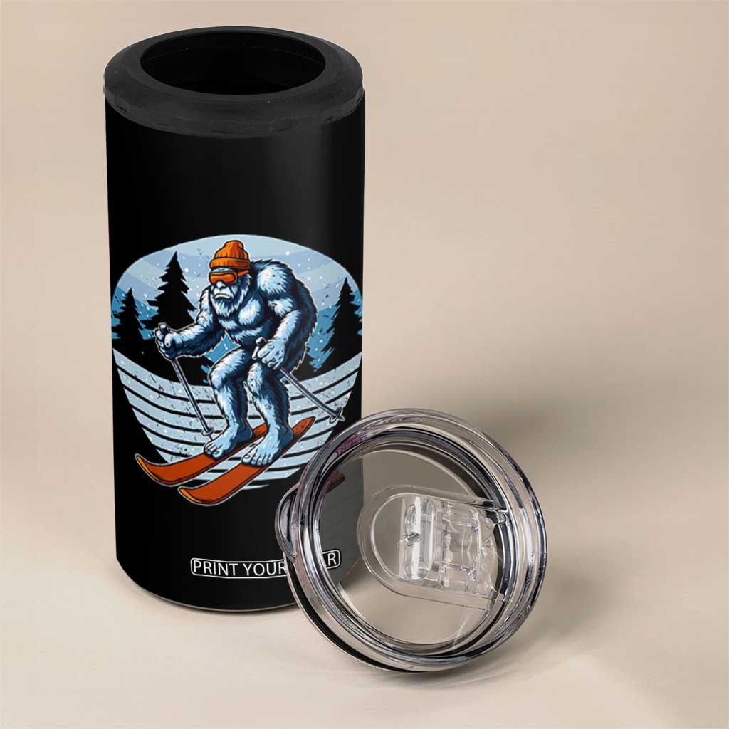 Funny Skiing Bigfoot Ski Winter Sport Yeti Snowboarder Skier 4 in 1 Can Cooler Tumbler TS11 Print Your Wear