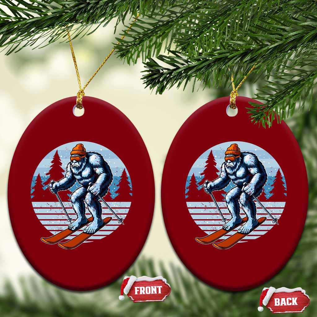 Funny Skiing Bigfoot Ski Winter Sport Yeti Snowboarder Skier Ceramic Ornament TS11 Print Your Wear