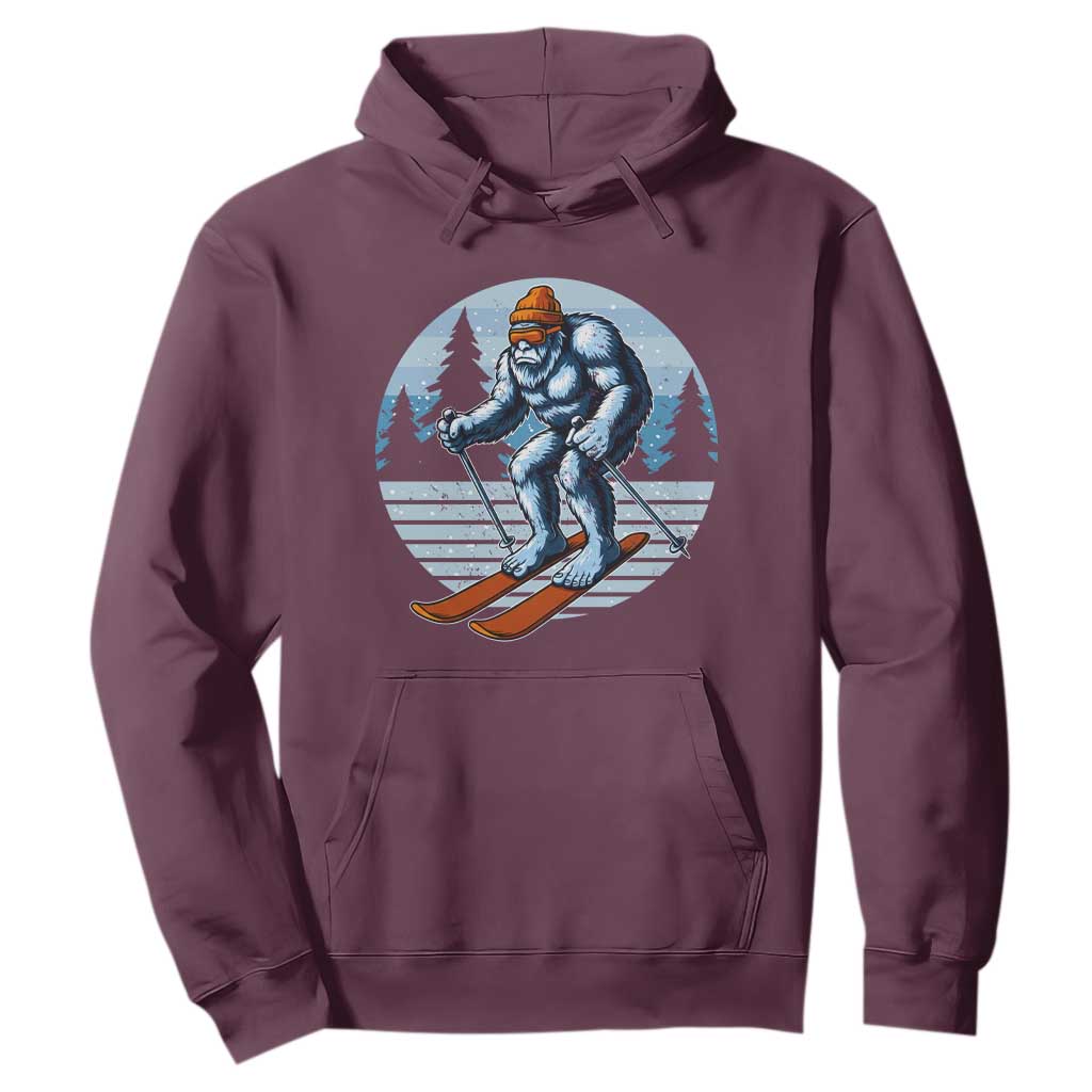 Funny Skiing Bigfoot Ski Winter Sport Yeti Snowboarder Skier Hoodie TS11 Maroon Print Your Wear