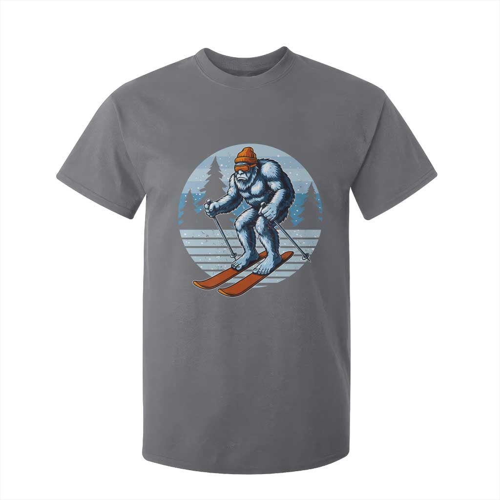 Funny Skiing Bigfoot Ski Winter Sport Yeti Snowboarder Skier T Shirt For Kid TS11 Charcoal Print Your Wear