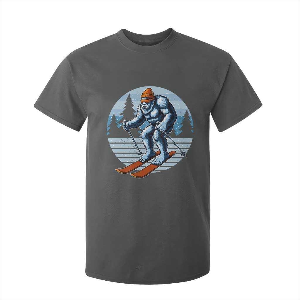 Funny Skiing Bigfoot Ski Winter Sport Yeti Snowboarder Skier T Shirt For Kid TS11 Dark Heather Print Your Wear