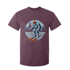 Funny Skiing Bigfoot Ski Winter Sport Yeti Snowboarder Skier T Shirt For Kid TS11 Maroon Print Your Wear