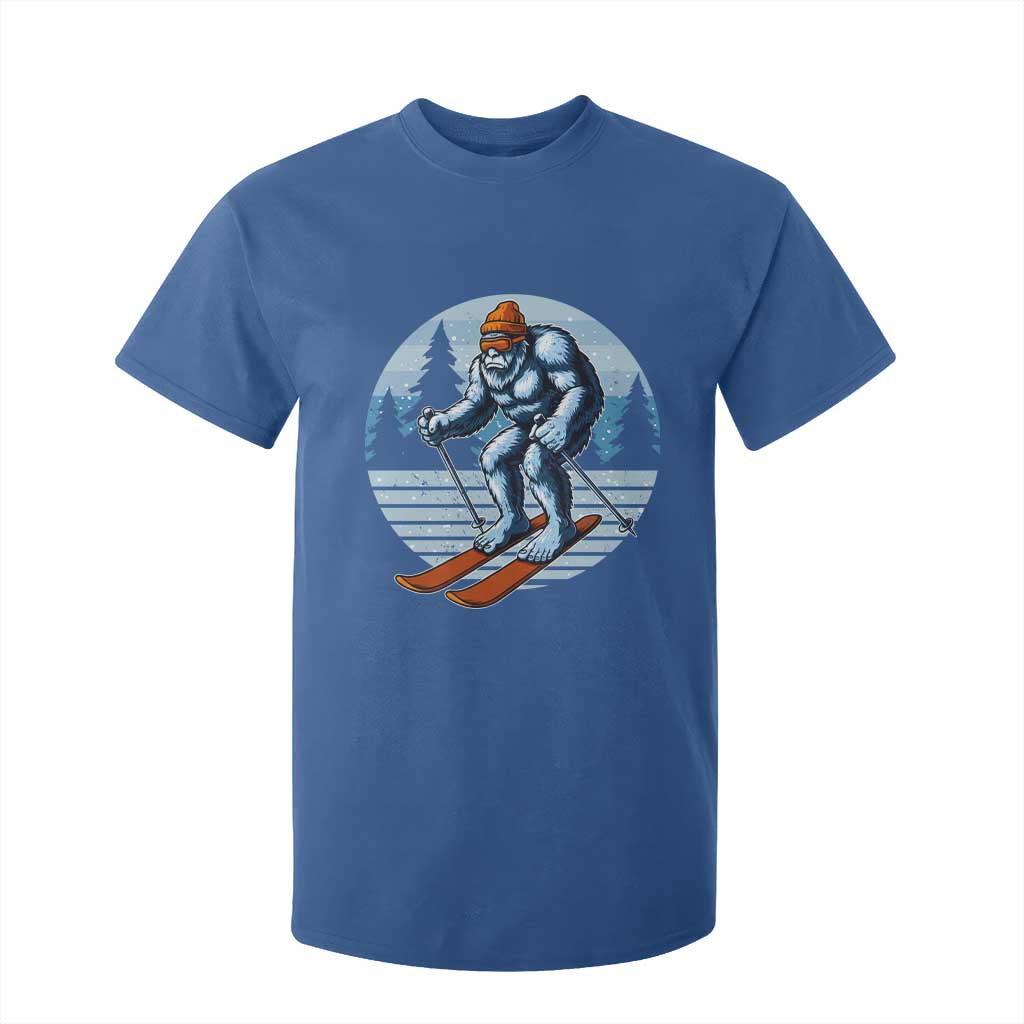 Funny Skiing Bigfoot Ski Winter Sport Yeti Snowboarder Skier T Shirt For Kid TS11 Royal Blue Print Your Wear
